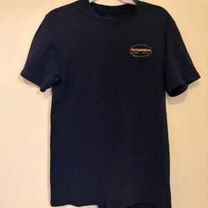 Patagonia Navy Short-Sleeve Logo Tee with Gold Accent